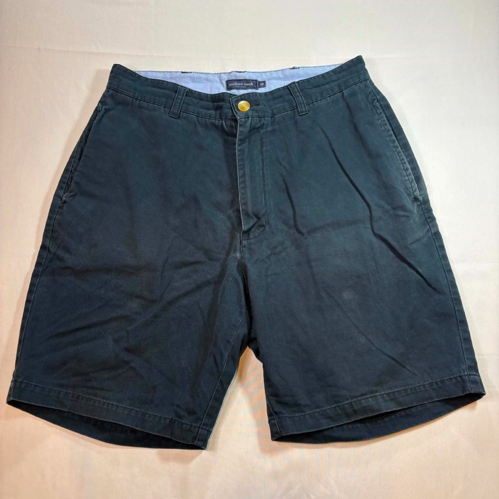 Southern Marsh Mens Chino Shorts Size 28 Navy Blue Flat Front Cotton Preppy